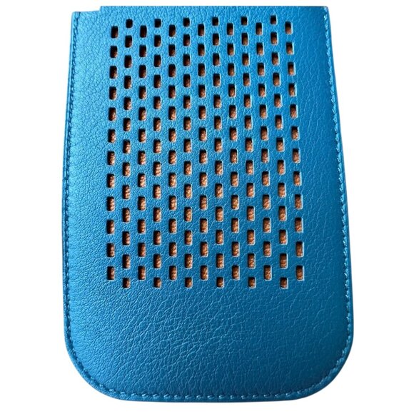 Hermes Swift Chevre Calfskin Leather Blue Credit Card Drivers License Wallet - Picture 7 of 8